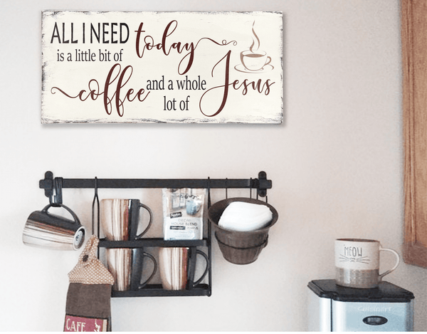 Coffee and Jesus - Coffee Sign - Rustic Wooden Coffee Sign - Little Signs  with Sayings - Funny Home Decor Must Haves for Kitchen, Dining Room -  Coffee