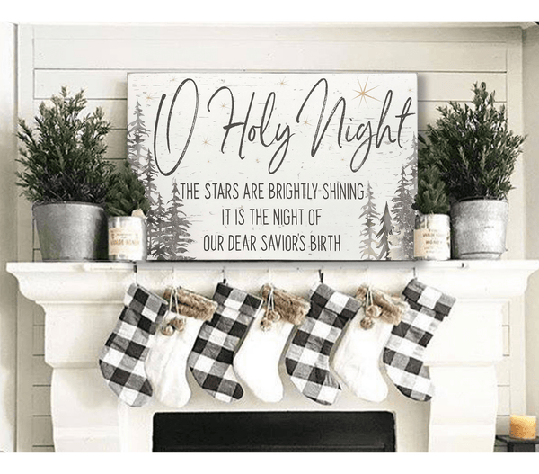 O Holy Night Vintage Style Christmas Lyrics Poster • Modern Farmhouse  Christmas Print • Christmas Wall Art • O Holy Night