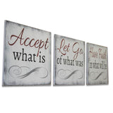 Accept What Is Inspirational wood Christian Wall Decor 3 pc