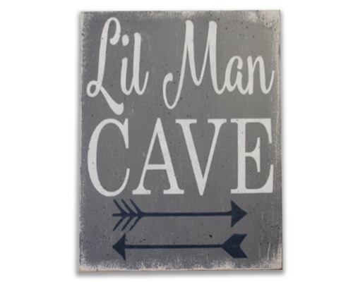 Lil Man Cave Wood Sign Boys Nursery Wall Decor