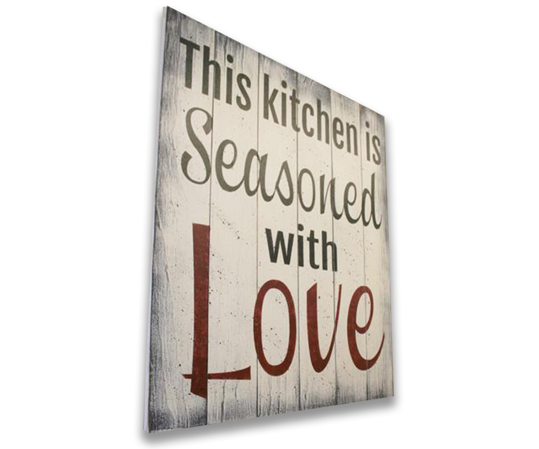 PERSONALIZED Kitchen Sign Wall Art Gift Rustic Seasoned With Love