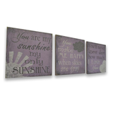 You are my sunshine wall sign nursery decor lavender