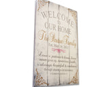 welcome to our home personalized name sign love is patient