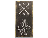 Oh the places you'll go nursery wall decor vertical wood sign