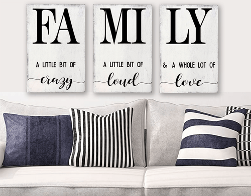 Family 3 piece wall sign