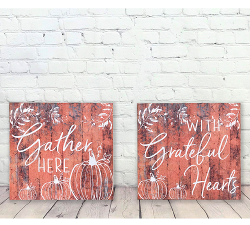 Gather Here with Grateful Hearts 2 pc. wall set