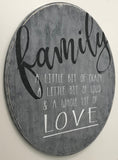 family a little bit of crazy & a whole lot of love round wood sign living room wall decor