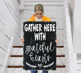 gather here with grateful hearts wood wall sign dining room