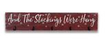 wooden stocking holder with hooks