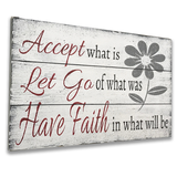 Accept What Is Inspirational Wood Wall Decor with floral design