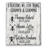 Reasons we love being grandma & grandpa wood wall sign