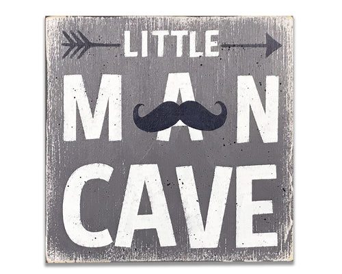 Little Man Cave with Moustache rustic nursery wall decor