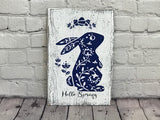 Hello Spring Onni Bunny Wood Sign