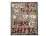 Bathroom Sign Wall Decor It's All Giggles Funny Wood Sign
