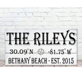 Personalized Name Sign with Beach Coordinates