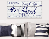 Personalized Name Sign with Coordinates Rose Compass