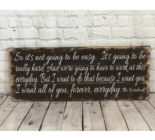 The Notebook Wood Wall Sign