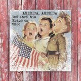 America God Shed His Grace On Thee Watercolor Patriotic Sign