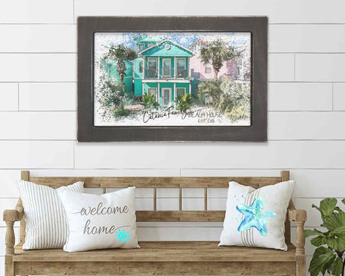 Personalized Beach House Custom Watercolor