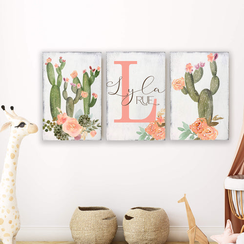 Personalized Watercolor Southwest Cactus Nursery Wall Art