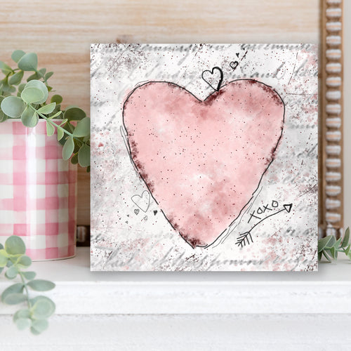 Watercolor Heart Valentines Day Wallhanging