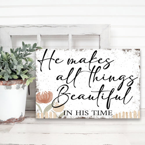 He Makes All Things Beautiful In His Time Inspirational Wallart