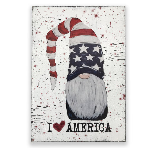I Heart America Patriotic Gnome Sign