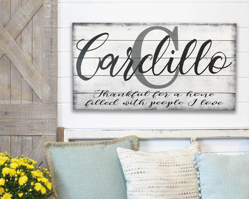 personalized thankful wood living area wall sign
