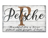 personalized thankful wood living area wall sign