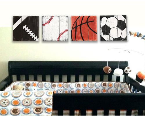sports themed nursery wall decor set of 4