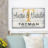 Personalized Initial Family Name Sign