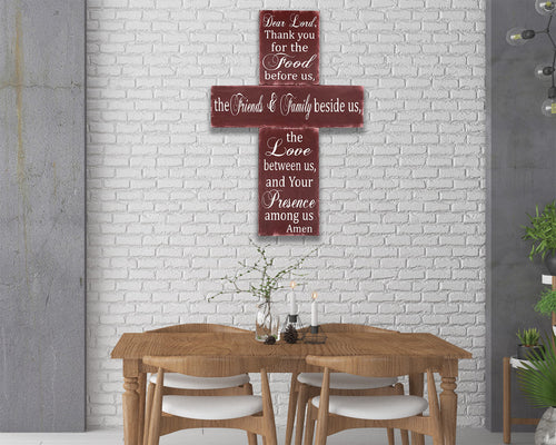 thank you for the food before us dining room wall decor in shape of a cross