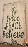 Joy Hope Peace Believe Wood Pallet Style Sign Christmas Decor