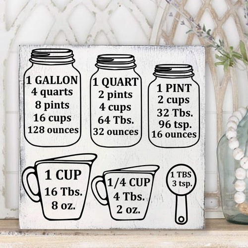 Measuring Cup Conversion Chart Kitchen Sign