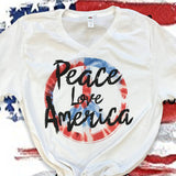 Peace Love America Watercolor Peace Sign Tshirt