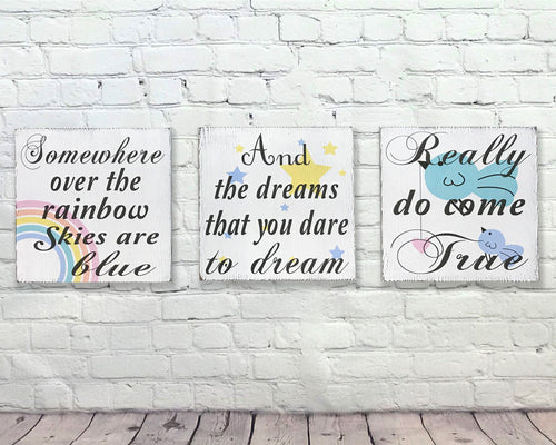 Somewhere Over The Rainbow Nursery Wall Sign Set