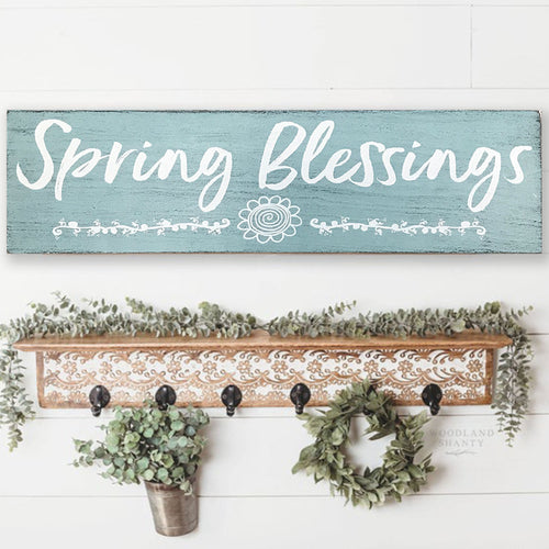 Spring Blessings Wood Wall Sign